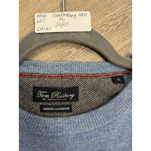 Tom Rusborg Men's Sweater Size XL Blue Merino Cashmere - Picture 2 of 5